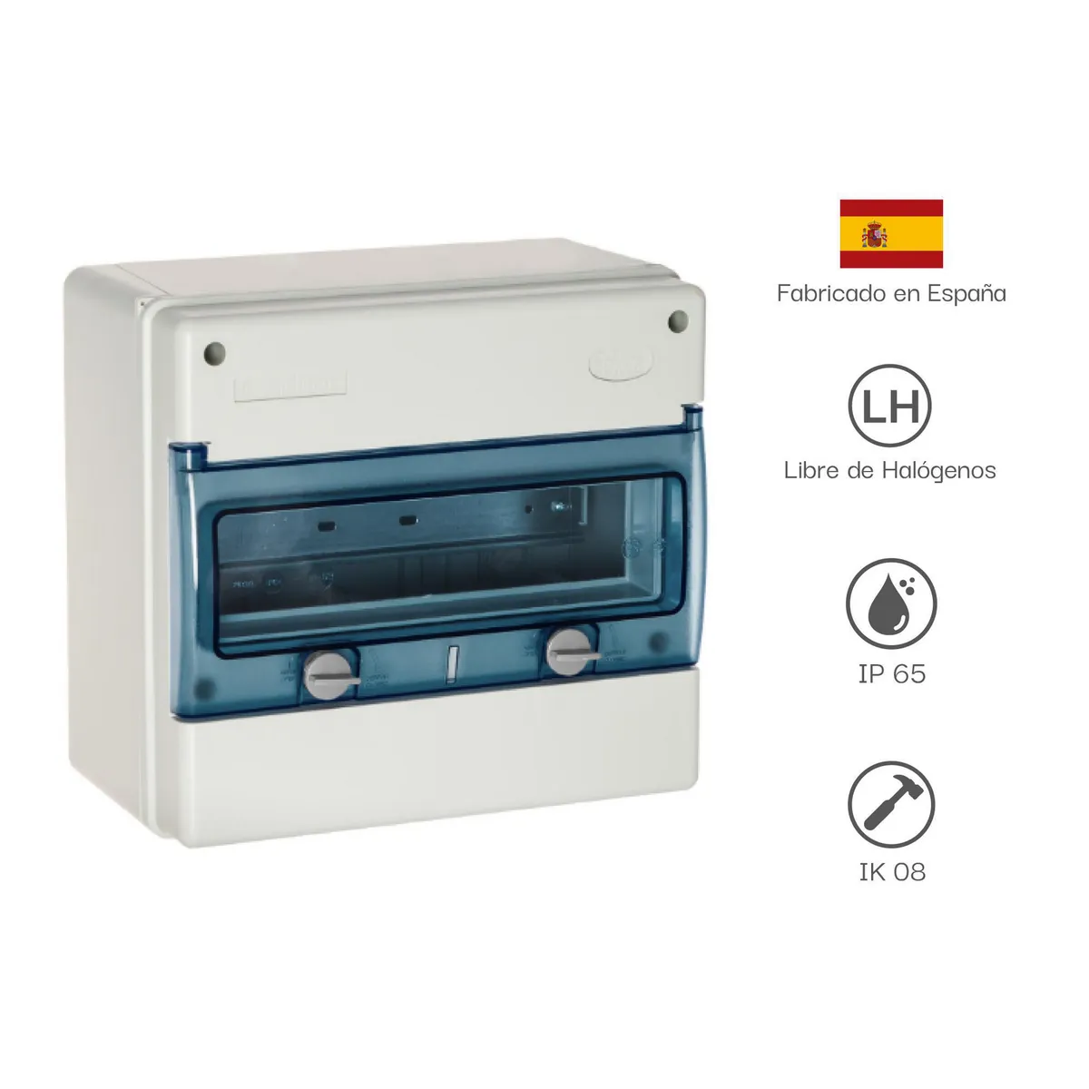 SOLERA - Tablero Distribución Adosa. Hermetico Libre Halog. 12 P C/Borne Ip65 Ik08 270X250X160Mm