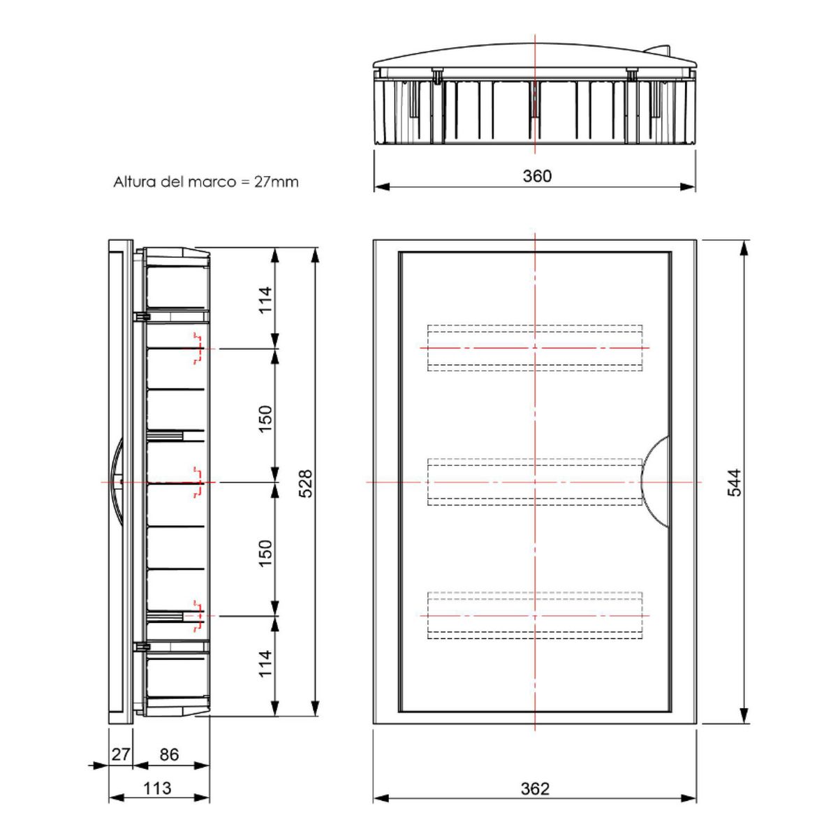 SOLERA - Tablero Riel Din Empotra. Libre Halog. 42 Polos Puerta Fumé A/H Ip40 Ik07