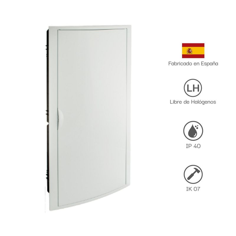SOLERA - TABLERO RIEL DIN EMPOTRA. LIBRE HALOG. 56 POLOS PUERTA BLANCA A/H IP40 IK07