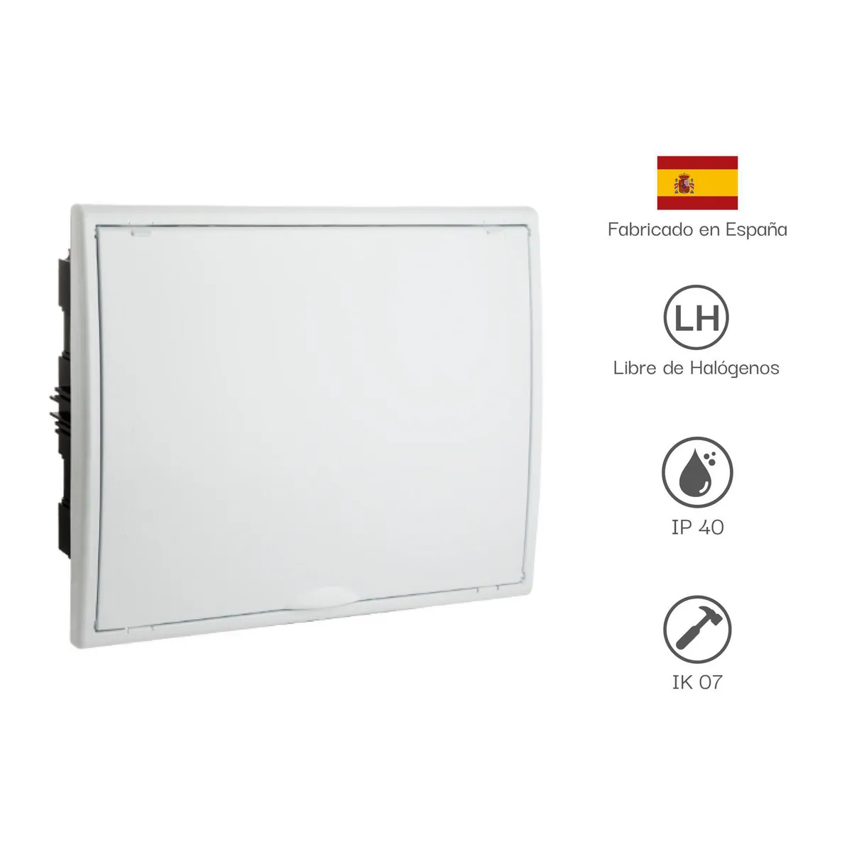 SOLERA - Tablero Riel Din Empotra. Libre Halog. 40 Polos Puerta Blanca A/V Ip40 Ik07 (8206Flj)