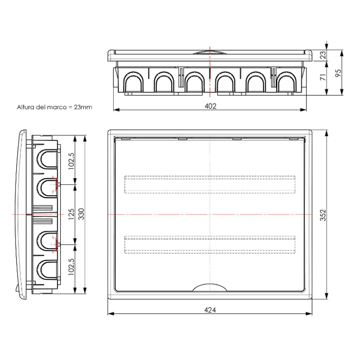 SOLERA - Tablero Riel Din Empotra. Libre Halog. 40 Polos Puerta Blanca A/V Ip40 Ik07 (8206Flj)