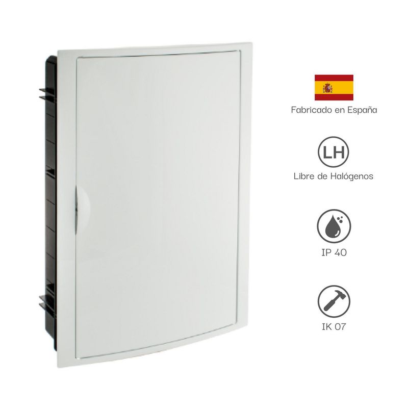 SOLERA - TABLERO RIEL DIN EMPOTRA. LIBRE HALOG. 42 POLOS PUERTA BLANCA A/H IP40 IK07 (5260FLJ)