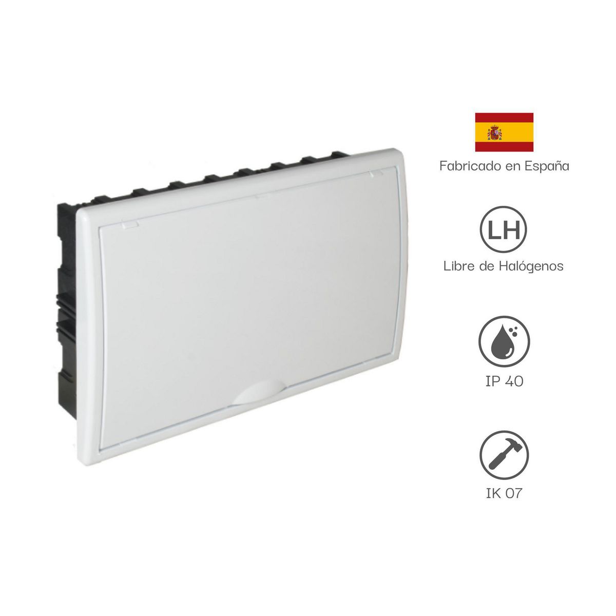SOLERA - Tablero Riel Din Empotra. Libre Halog. 18 Polos Puerta Blanca A/V Ip40 Ik07 (8685Flj)
