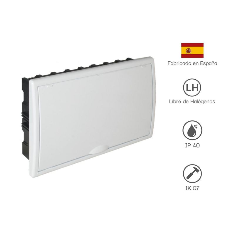 SOLERA - TABLERO RIEL DIN EMPOTRA. LIBRE HALOG. 18 POLOS PUERTA BLANCA A/V IP40 IK07 (8685FLJ)