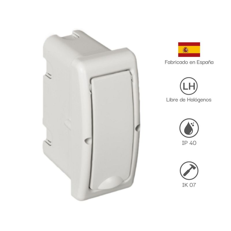 SOLERA - TABLERO RIEL DIN EMPOTRA. LIBRE HALOG. 2 POLOS PUERTA BLANCA A/V IP40 IK07