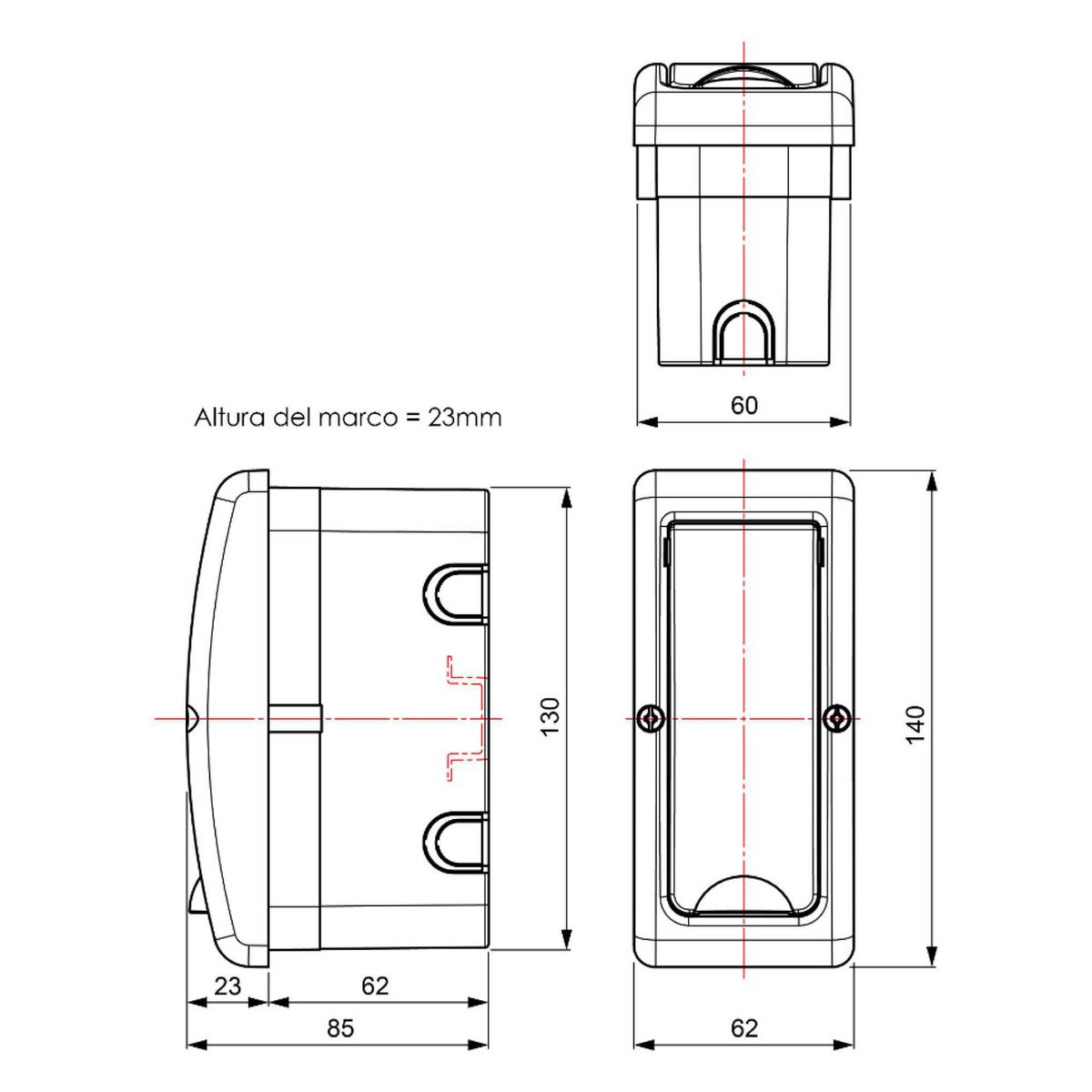 SOLERA - Tablero Riel Din Empotra. Libre Halog. 2 Polos Puerta Blanca A/V Ip40 Ik07