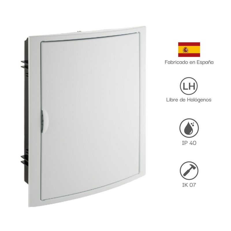 SOLERA - TABLERO RIEL DIN EMPOTRA. LIBRE HALOG. 28 POLOS PUERTA BLANCA A/H IP40 IK07