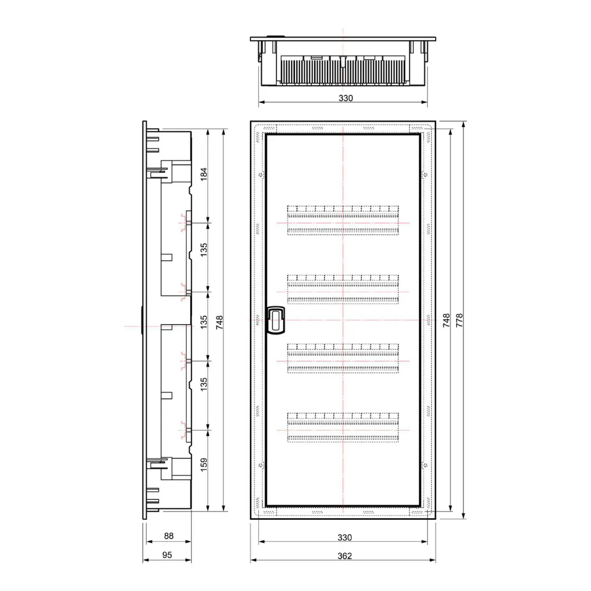 SOLERA - Tablero Metalbox De Distribucion Empotrable 56 Elementos Ip40 Ik07