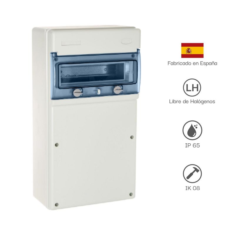 SOLERA - TABLERO DIST ADOS HERM L/H 11 PC/BORNE IP65 IK08 270X500X160MM PRE-TROQUE (p/tomas MENNEKES 16A,32