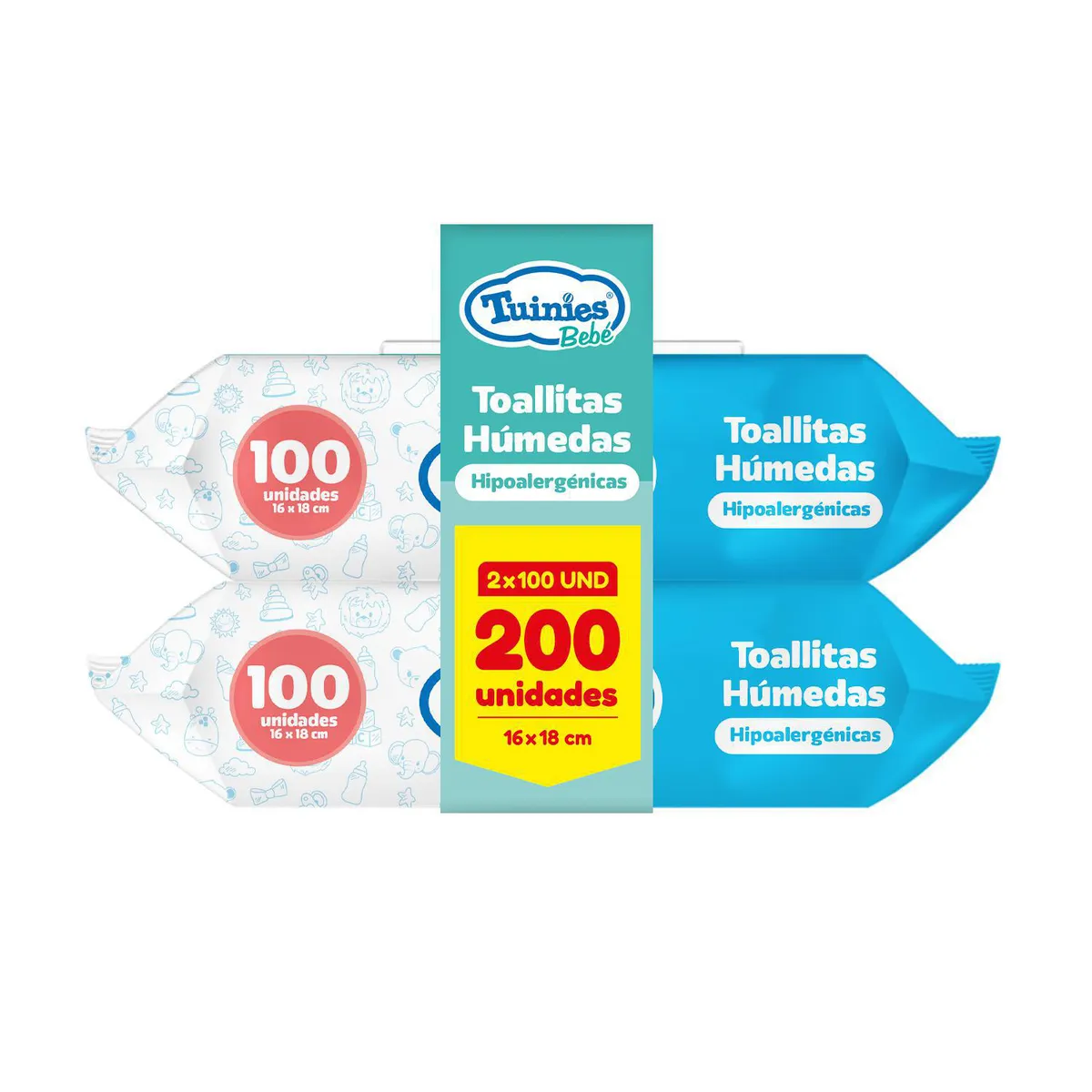 TUINIES - Toallitas Húmedas Hipoalergénicas para Bebé Tuinies 2x100und