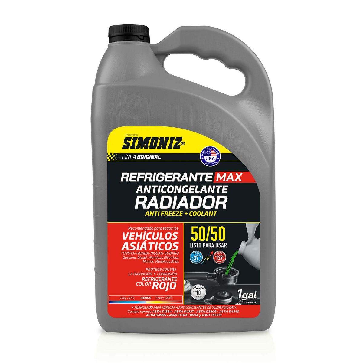 SIMONIZ - Refrigerante Radiador 50/50 Rojo 1 Galón