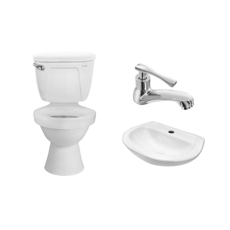 ITALGRIF - Two Pieces Colan Blanco + Lavamanos Colan Blanco + Llave de Lavatorio Colán