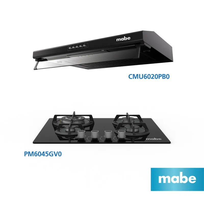 MABE - Combo Campana Utilitaria CMU6020PB0 + Cocina Empotrable PM6045GV0