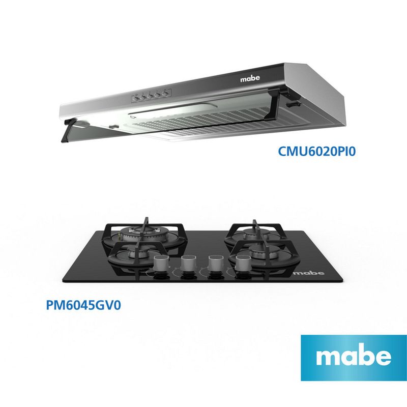 MABE - Combo Campana Utilitaria CMU6020PI0 + Cocina Empotrable PM6045GV0