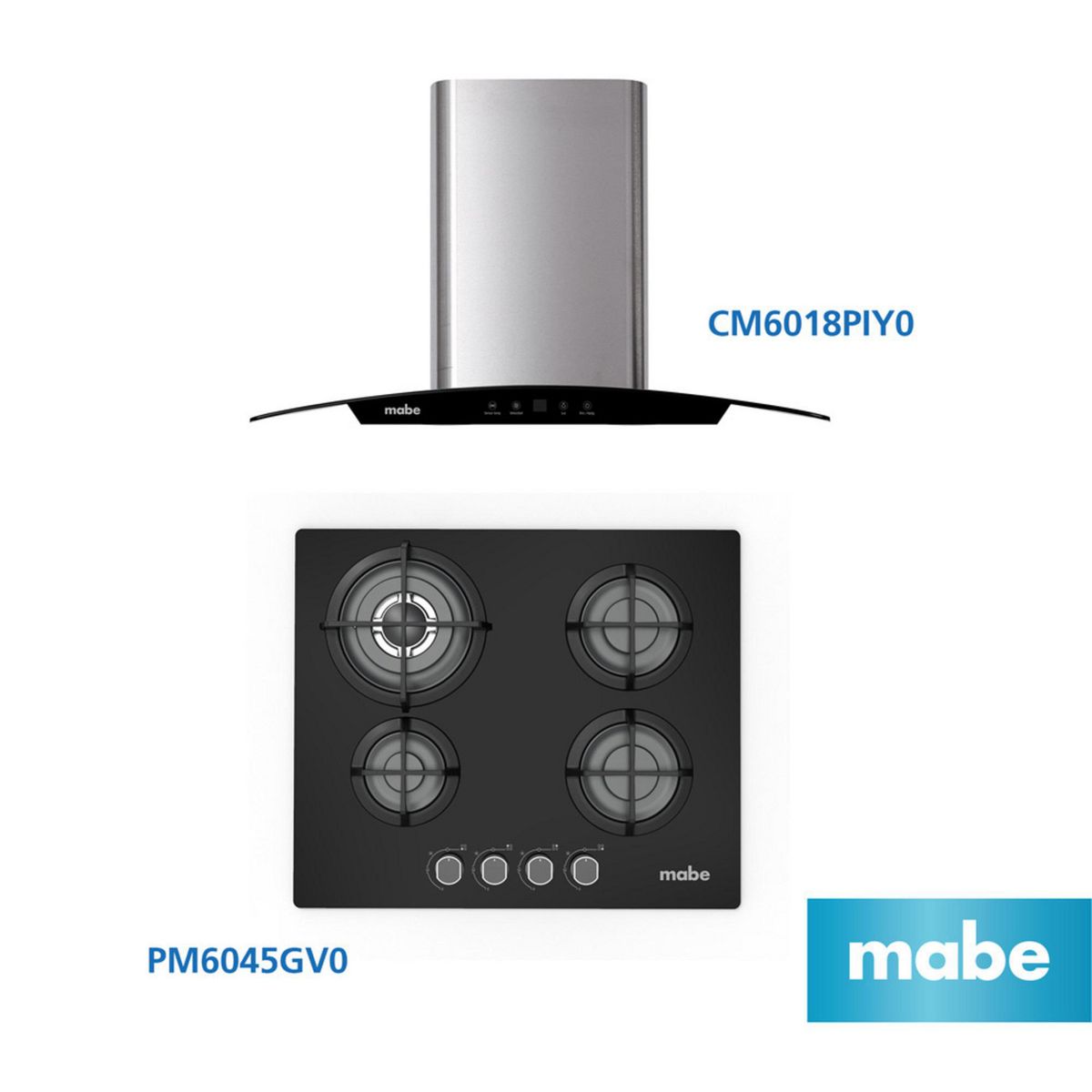 MABE - Combo Campana Decorativa CM6018PIY0 + Cocina Empotrable PM6045GV0