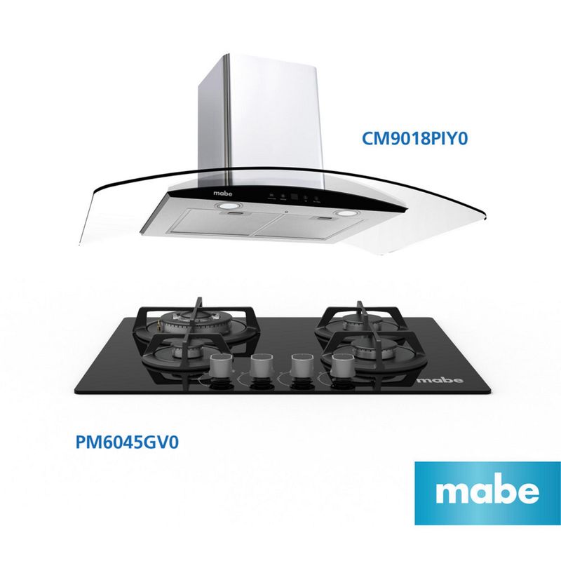MABE - Combo Campana Decorativa CM9018PIY0 + Cocina Empotrable PM6045GV0
