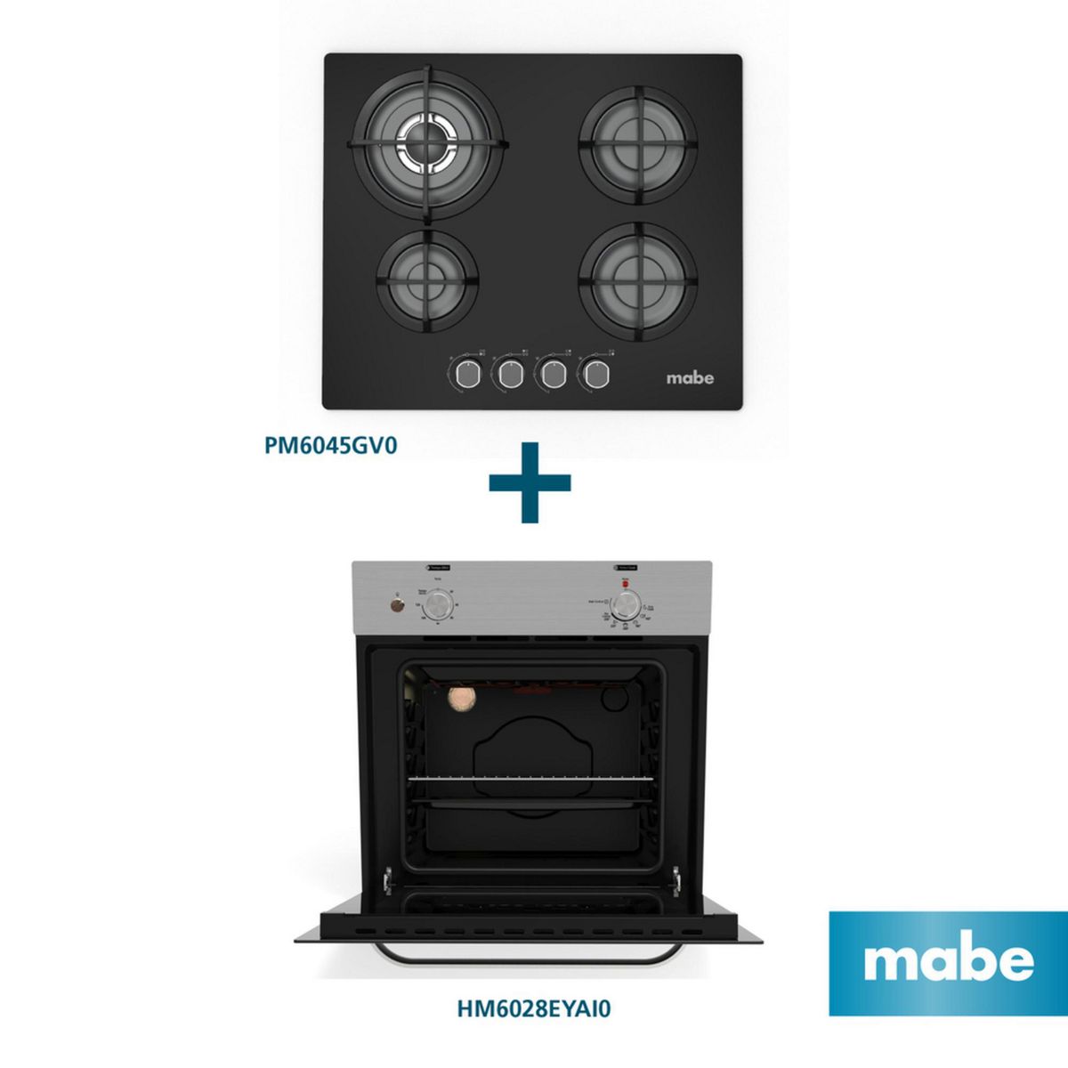 MABE - Cocina Empotrable PM6045GV0 + Horno Empotrable Eléctrico HM6028EYAI0