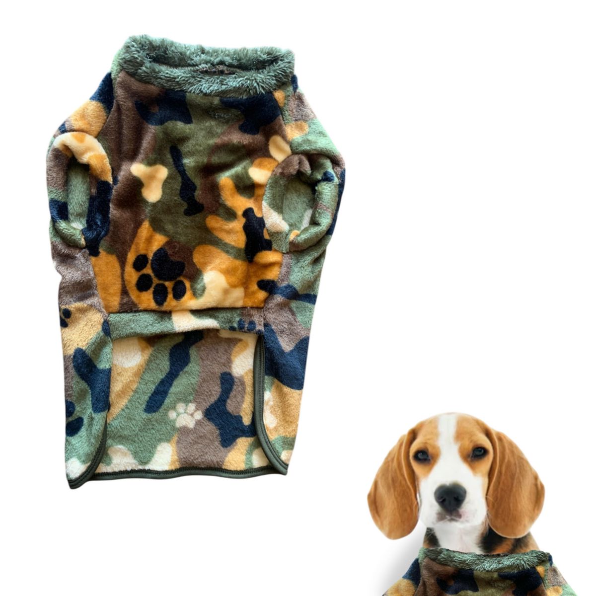PETIZOOS - Polera para Perro Felpa Militar Talla S