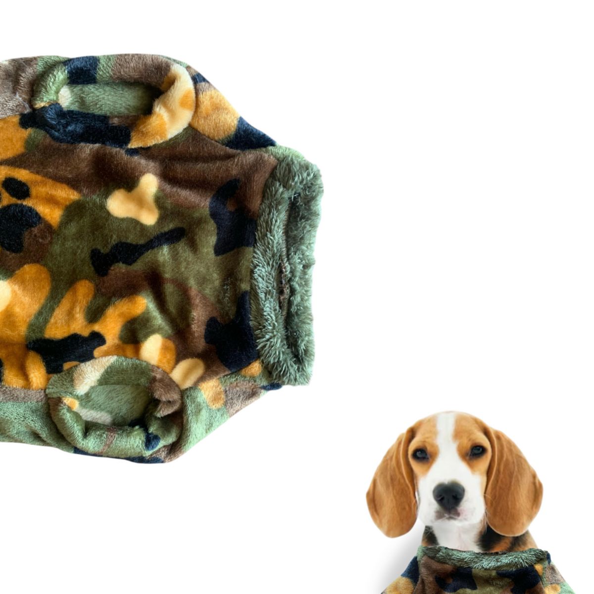 PETIZOOS - Polera para Perro Felpa Militar Talla S