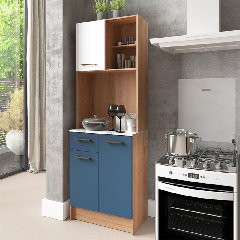  - Mueble Auxiliar de Cocina Dalia Almendra/Azul Acero