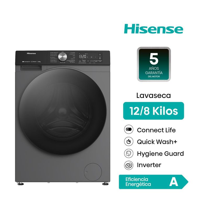 HISENSE - Lavaseca 12/8kg Hisense Carga Frontal WD3S1243BT