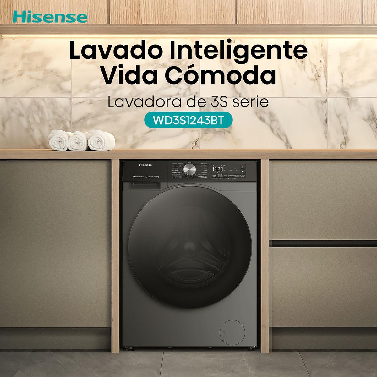 HISENSE - Lavaseca 12/8kg Hisense Carga Frontal WD3S1243BT