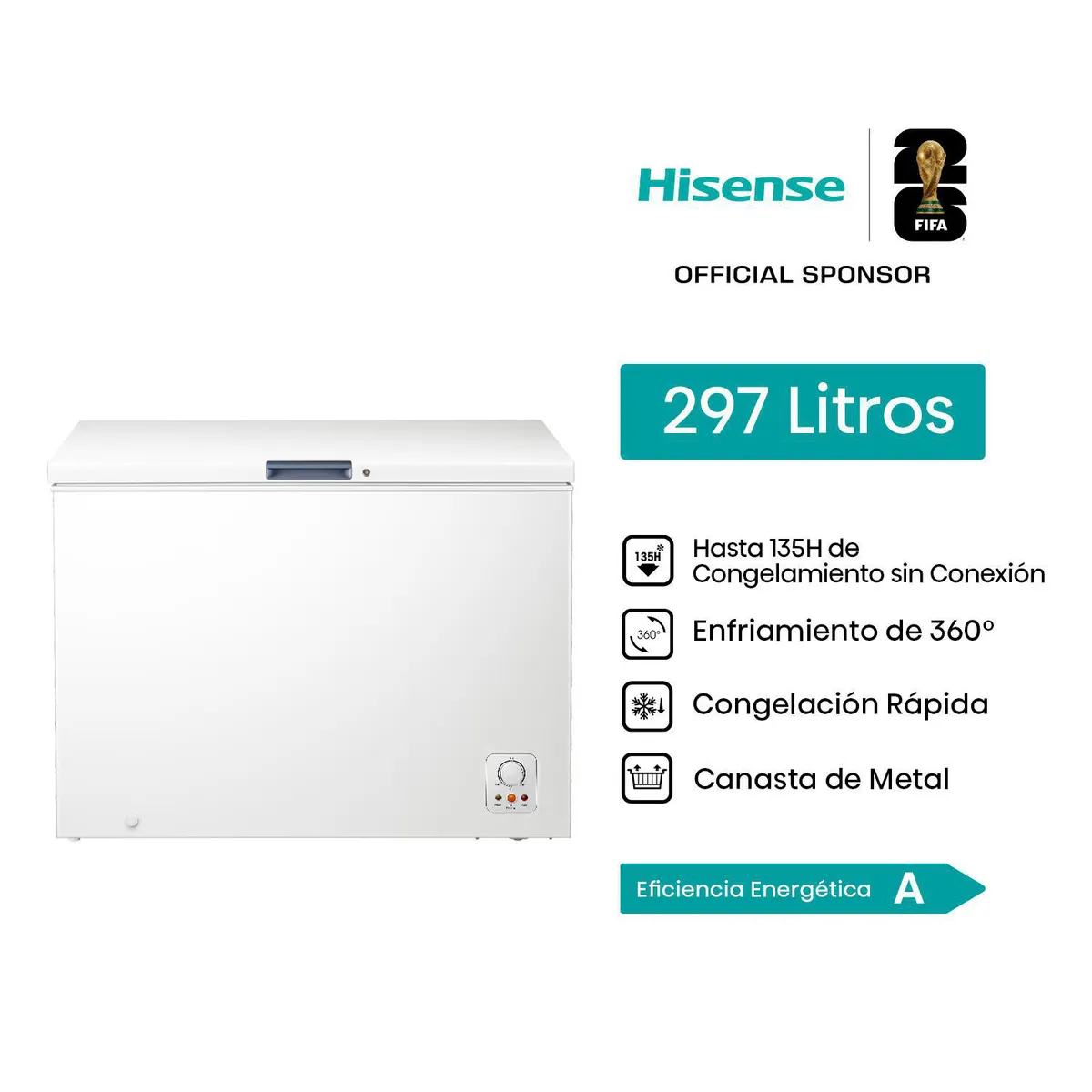 Hisense - Congeladora Horizontal Blanco 297L