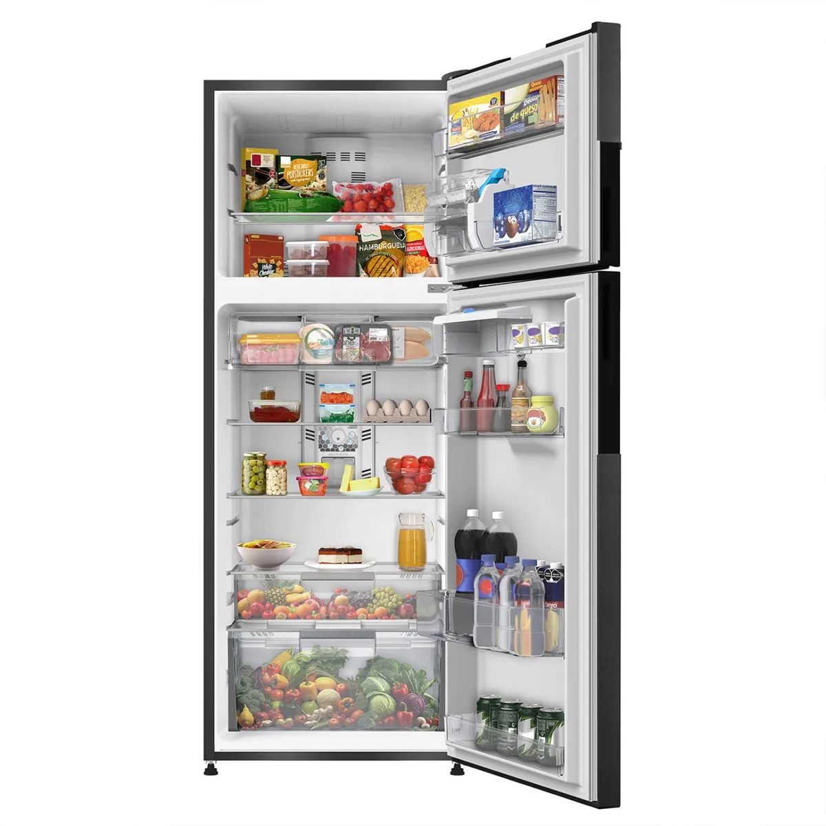 Mabe - Refrigeradora Top Freezer No Frost 432 Litros Black Steel RMP470YPC