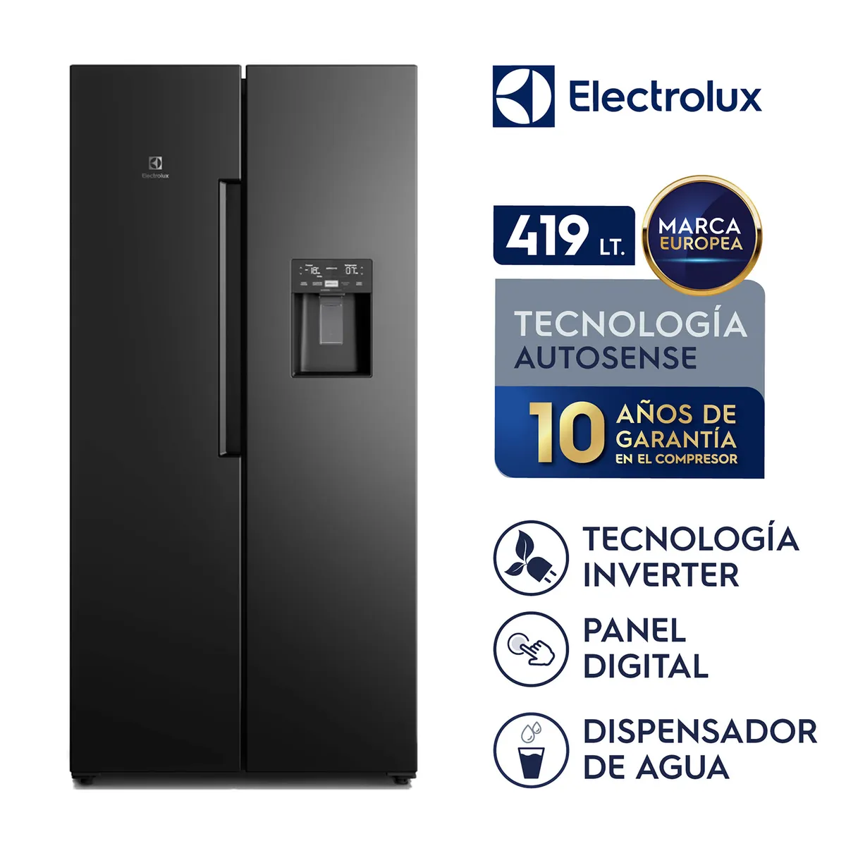 Electrolux - Refrigeradora Electrolux 419L Top Freezer Side By Side 2 Puertas ERS45F2P5EB