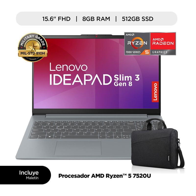 LENOVO - Lenovo Ideapad Slim 3 15Amn8 Ryzen 5 7520U 8Gb 512Gb SSD W11 (82Xq00Ltlm)