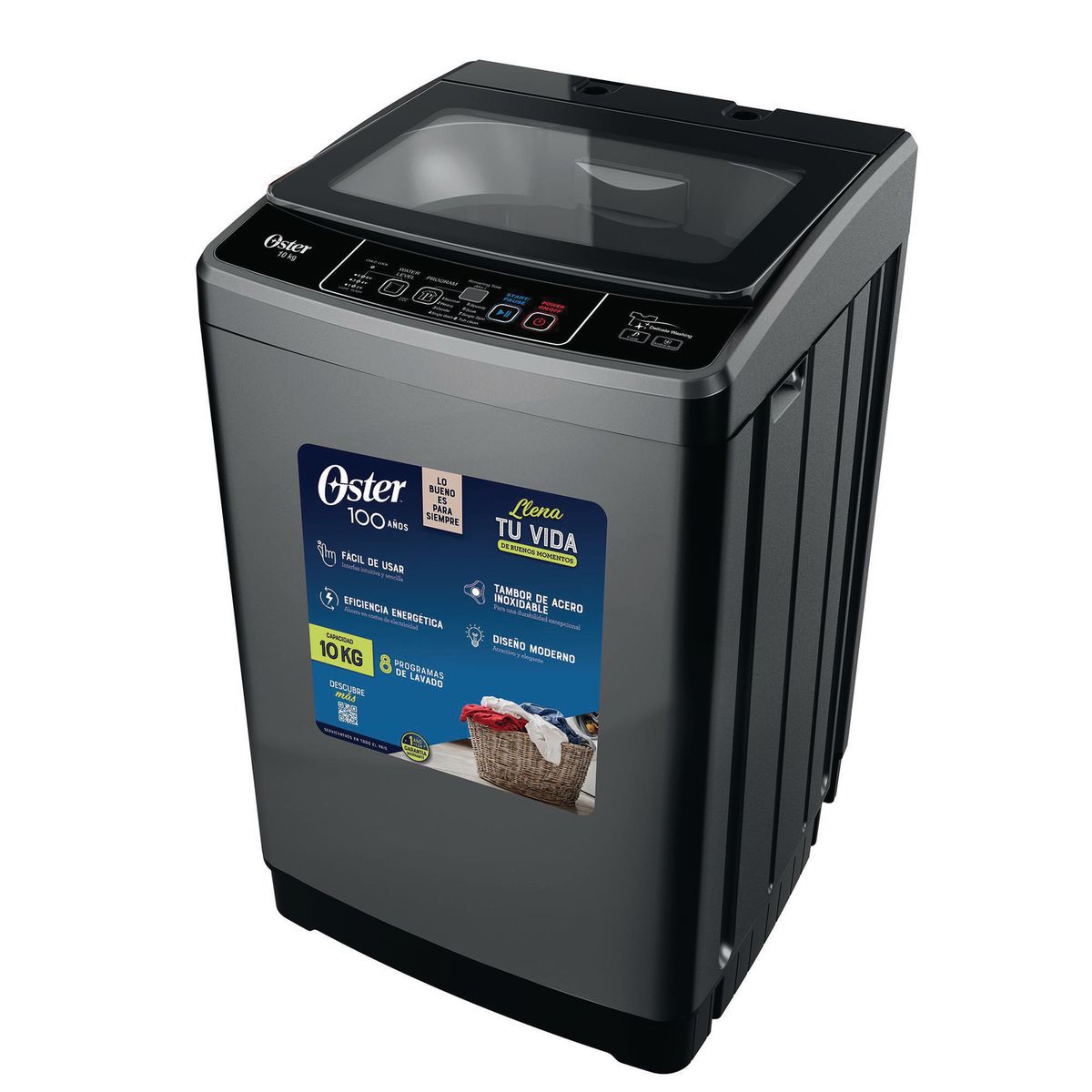 OSTER - Lavadora Carga Superior Silver OS-PWSW0010S 10Kg