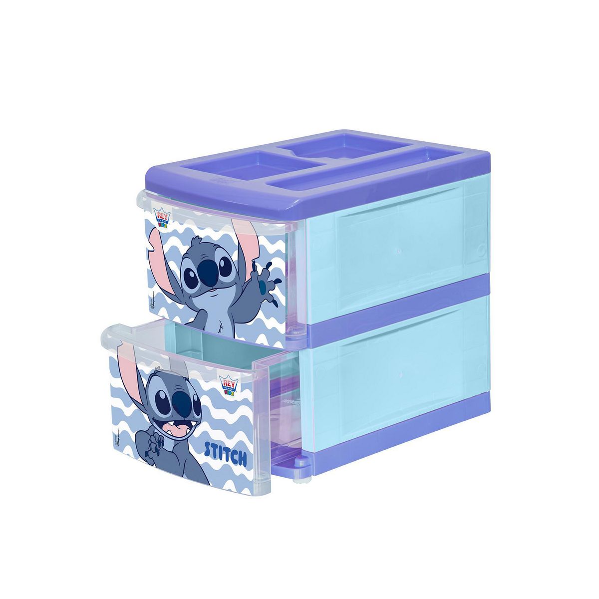 REYPLAST - Gavetero Stitch 2 Cajones 17.3x22.1x25.3 Celeste