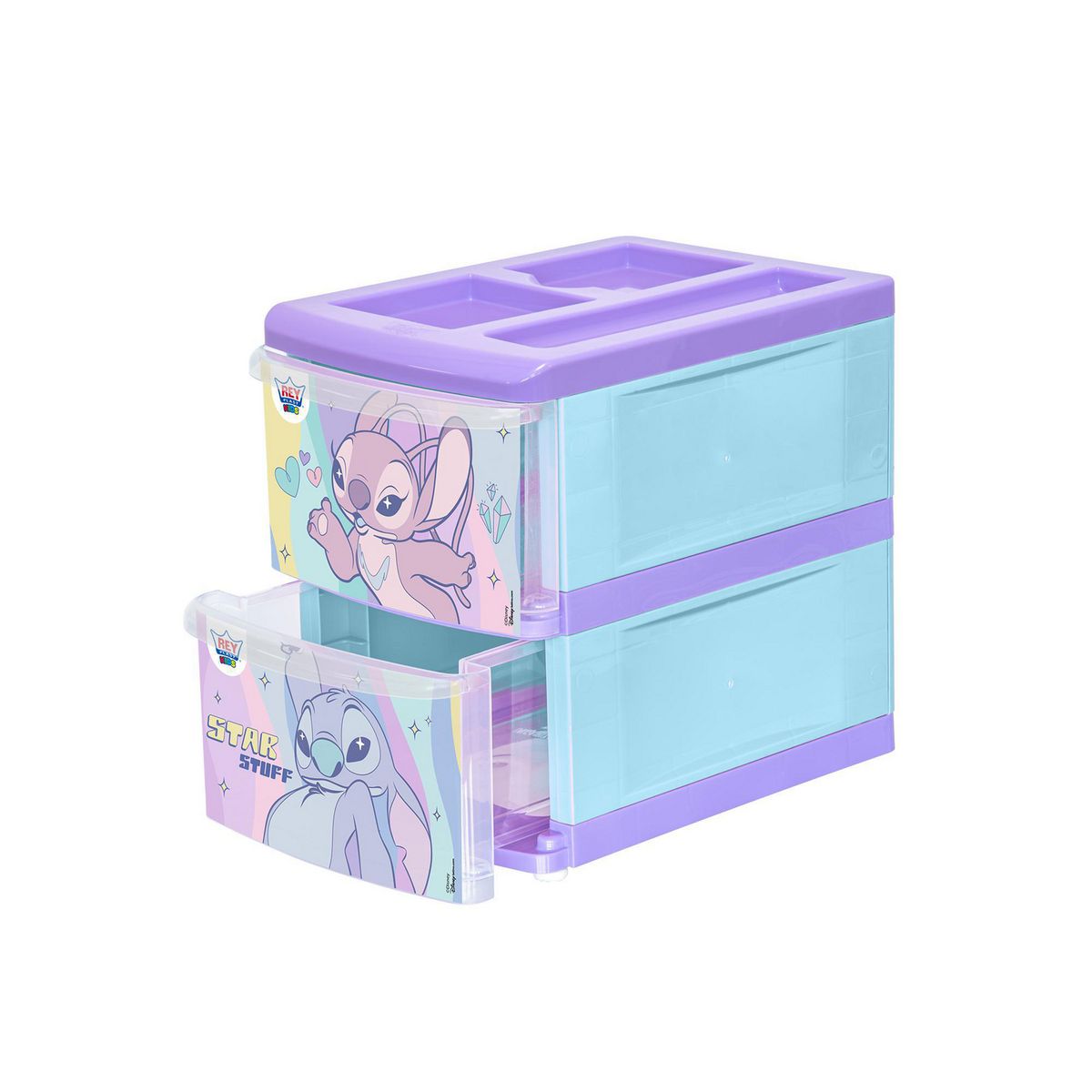 REYPLAST - Gavetero Stitch 2 Cajones 17.3x22.1x25.3 Celeste