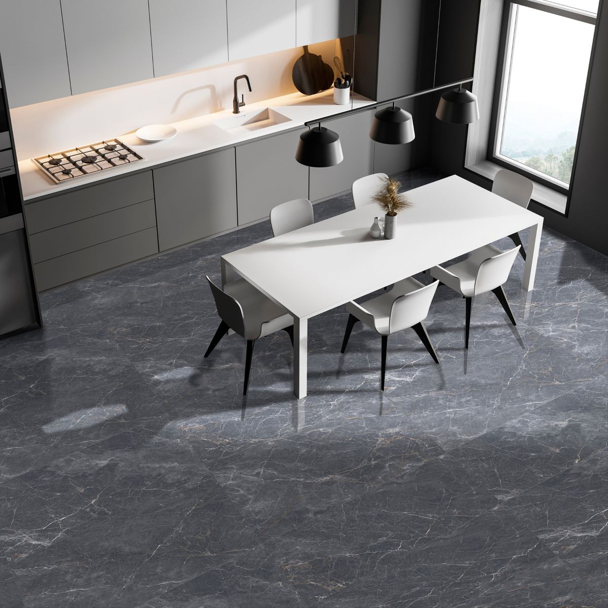 SAN LORENZO - Porcelanato Marmolado Negro 2.16m2 