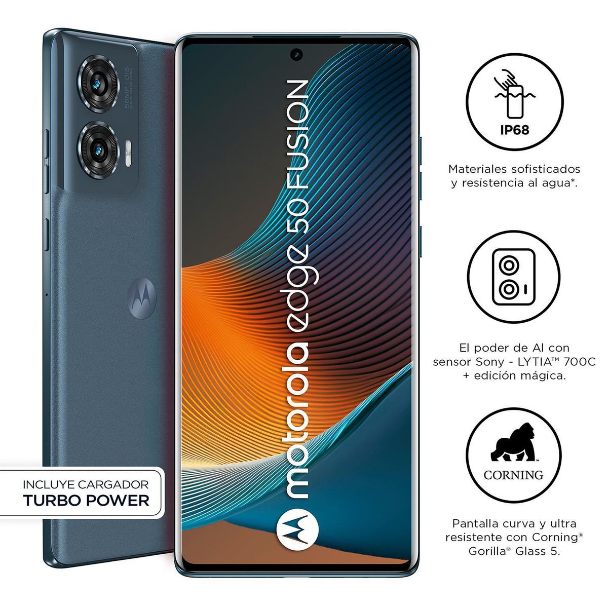 MOTOROLA - Celular Motorola Edge 50 Fusion Verde Azulado 8Gb+256Gb