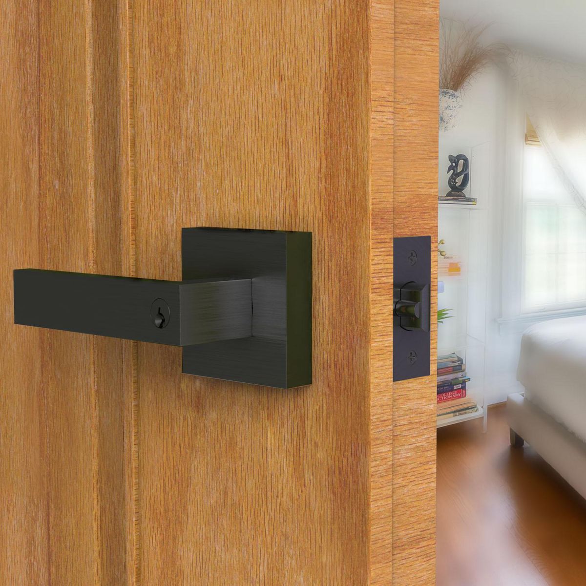 TRAVEX - Cerradura de Manija Dormitorio Liza Negro Mate