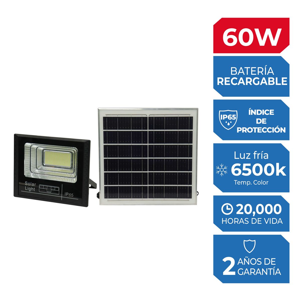 ILUMA - Reflector con Panel Solar 60W Luz Fría