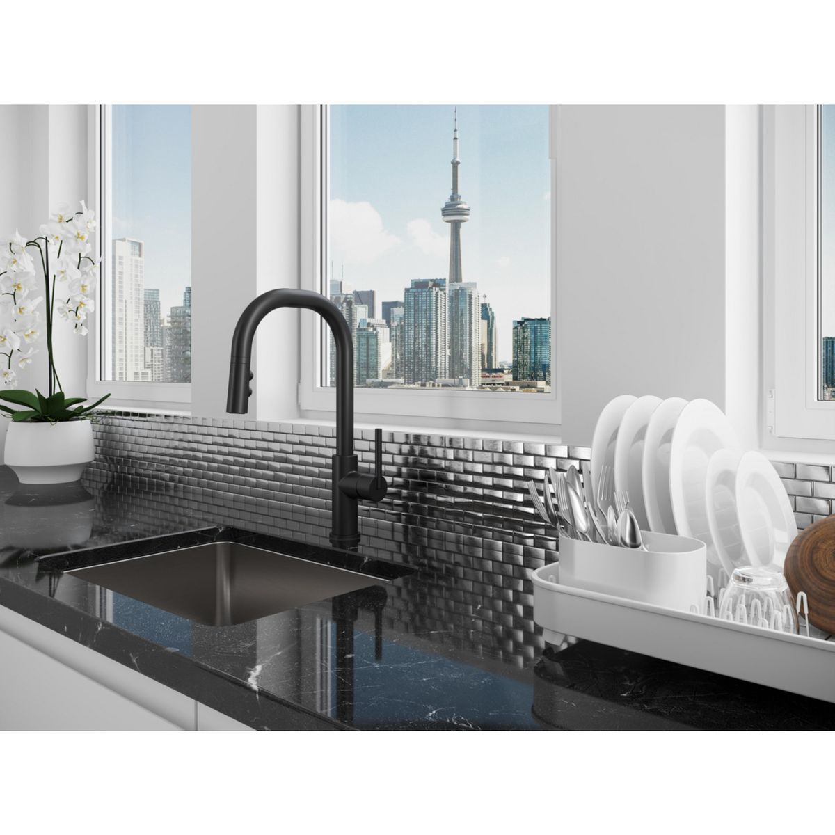 PFISTER - Mezcladora Monocomando Zanna Negro Mate