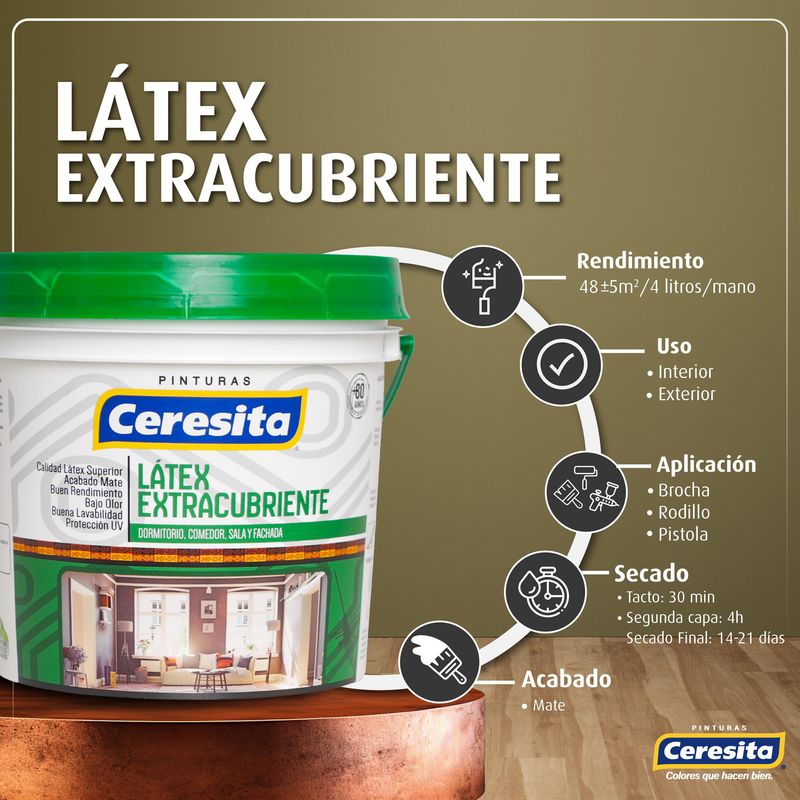 CERESITA - Latex Extracubriente Alabastro Mate 1 GL