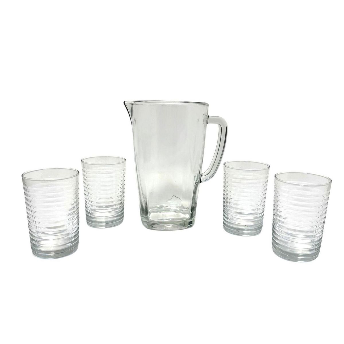 Set Jarra con 5 Vasos de Vidrio Rayas, marca NADIR - Foto 2
