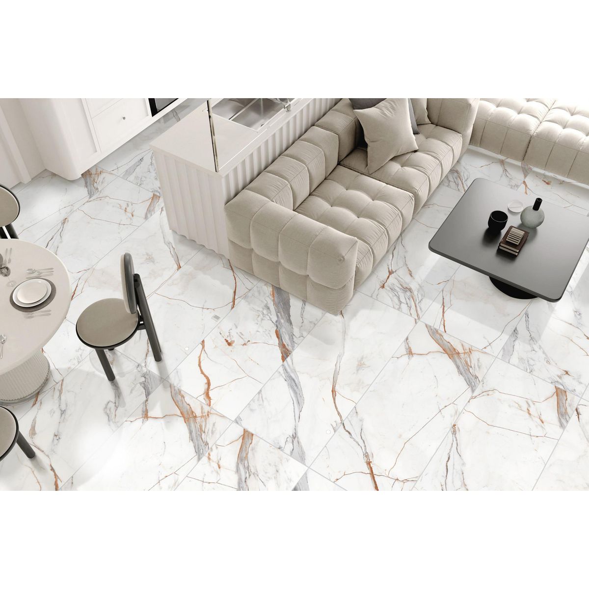  - Porcelanato Marmolado Calatta Multicolor 60x120cm 2.16m2