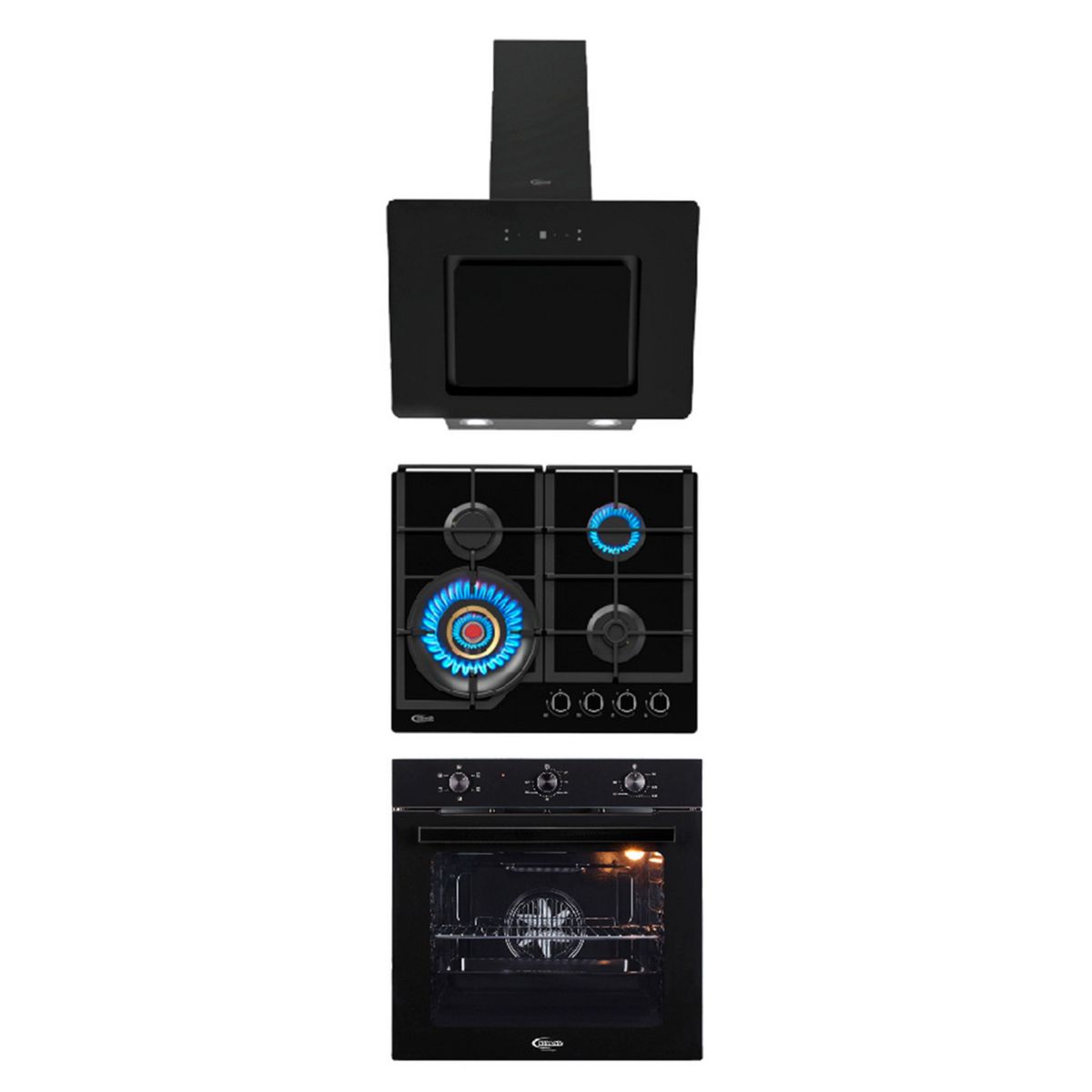 Klimatic - Tricombo Encimera Empotrable Vulcano + Campana Extractora Aria + Horno Empotrable Essen Klimatic