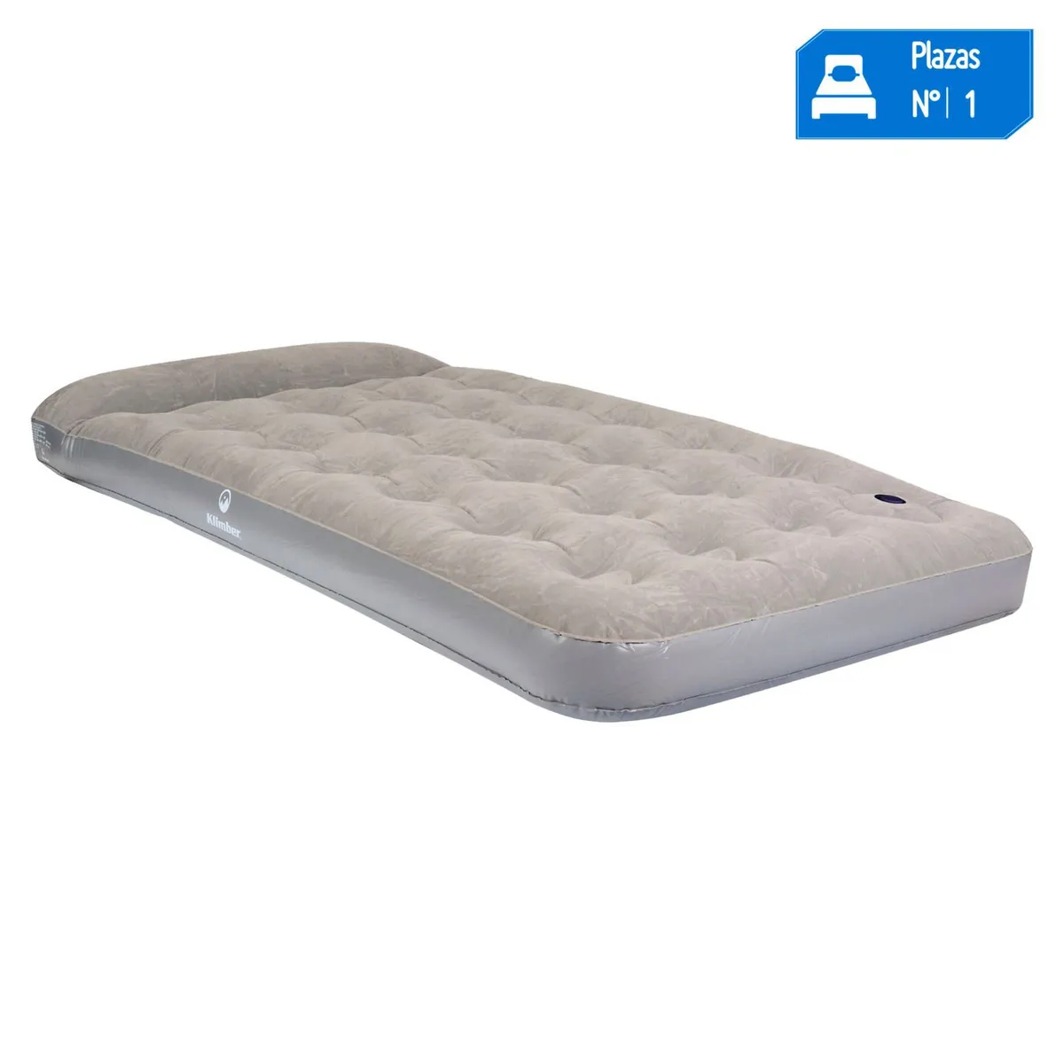 KLIMBER - Colchón Inflable 1 Plaza Klimber Gris con Bomba de Pie
