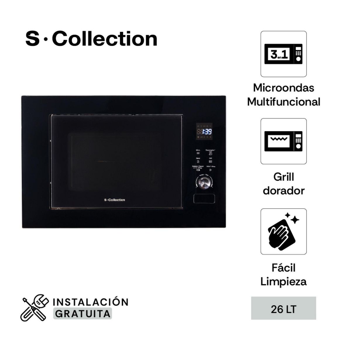 SCOLLECTION - Microondas Digital 20 Litros 3 en 1 Negro 3120SOLHOM005