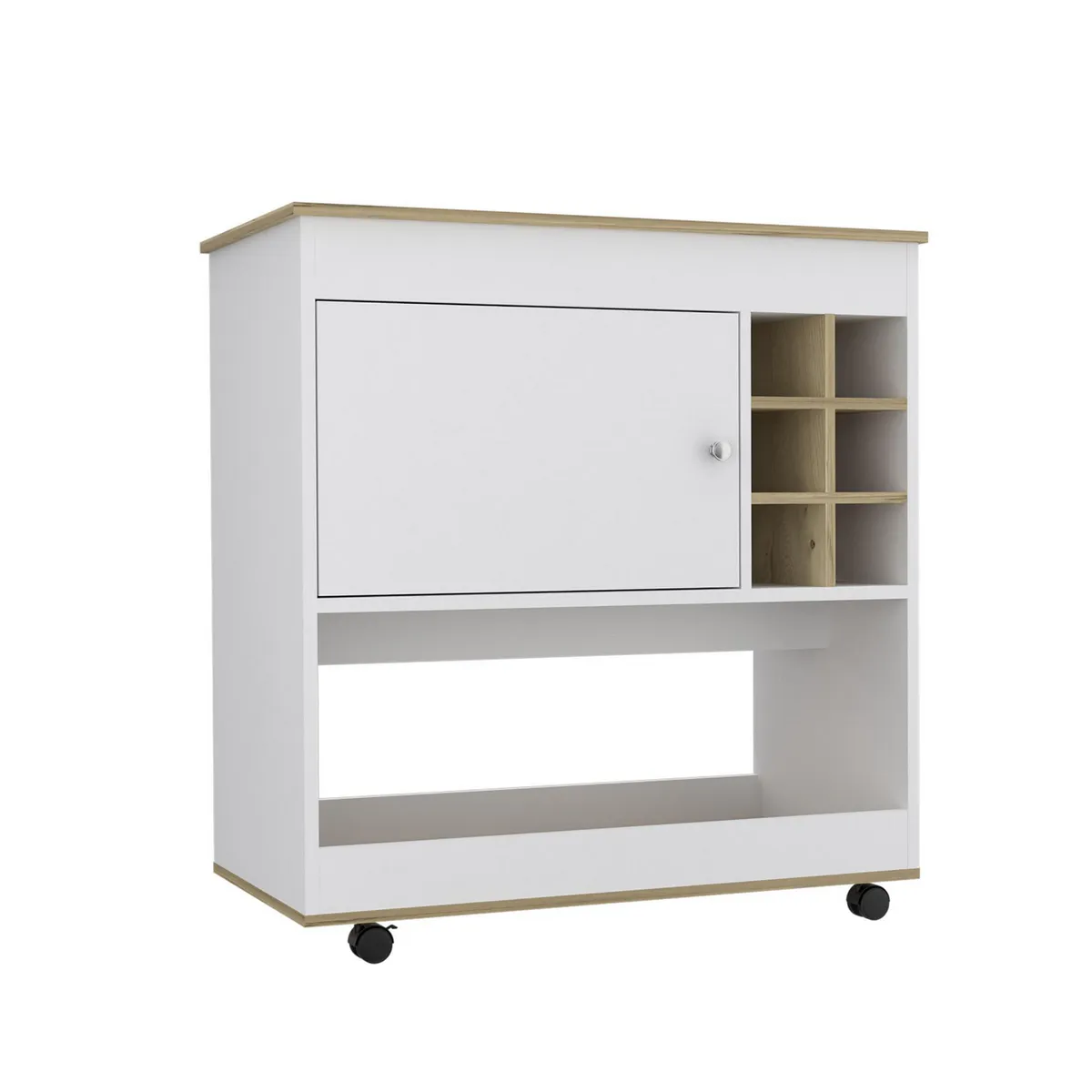 TUHOME - Bar Bicolor con Ruedas Blanco 90x95x47cm