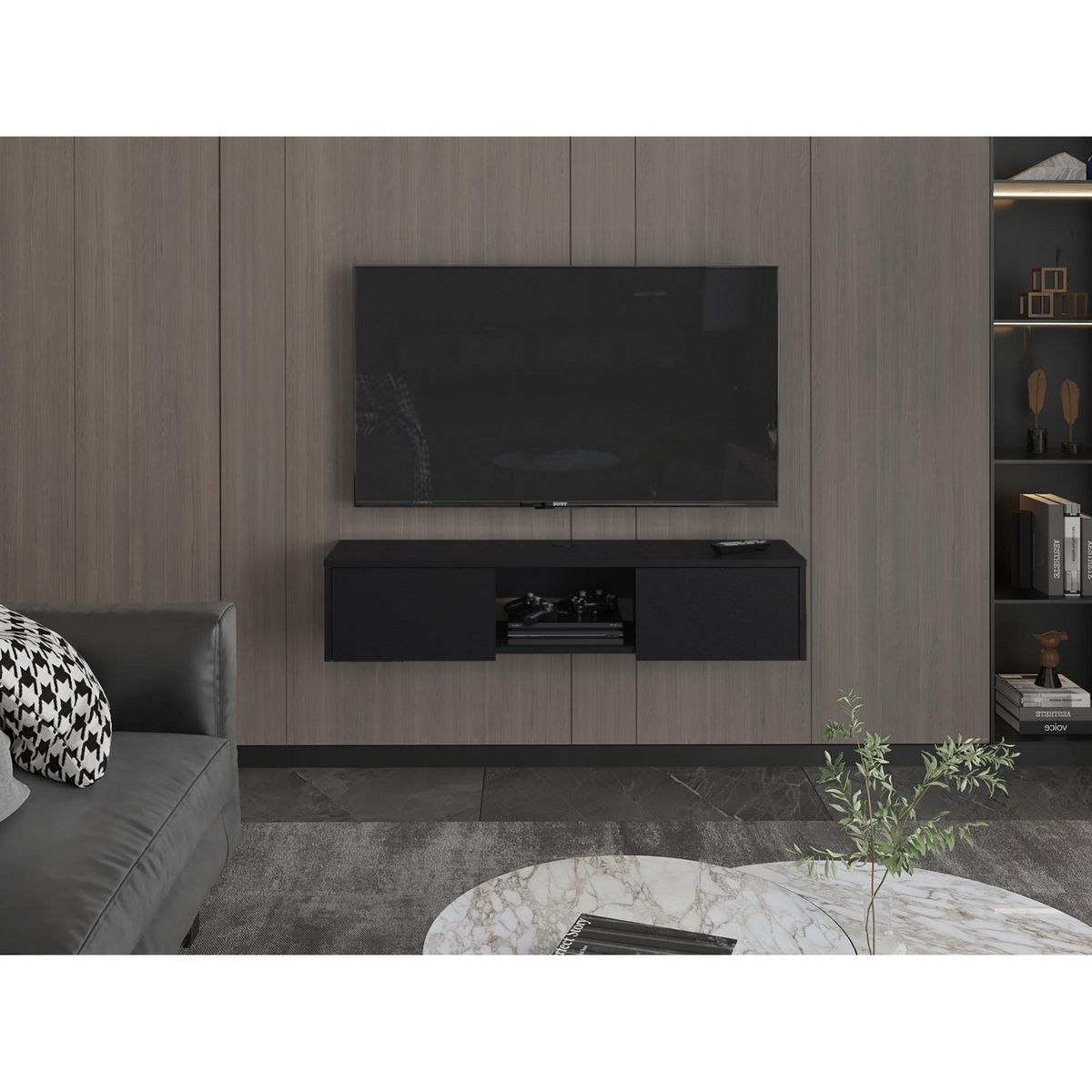 TUHOME - Panel TV65" 2 Puertas Gleid 26.8x125.1x29.7cm
