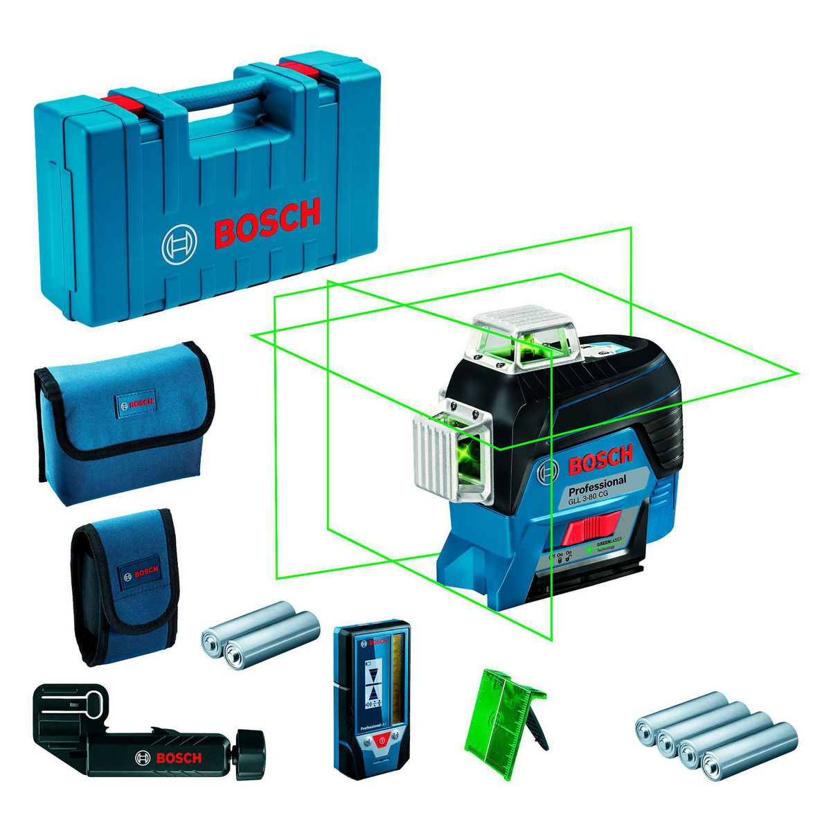 BOSCH - Nivel Láser GLL 18V-120-33 CG + Cargador GAL 18V-40 de Bosch 18V + Batería de Iones de Litio Bosch 18V GBA 18V 4.0Ah.
