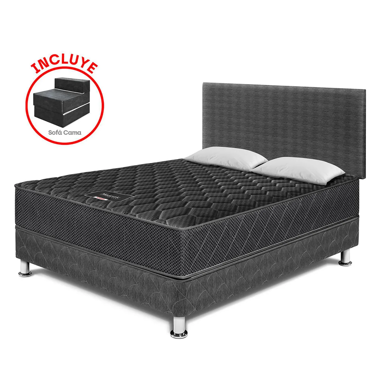 PARAISO - Dormitorio Majestic Black 2 Plazas + Sofa Cama