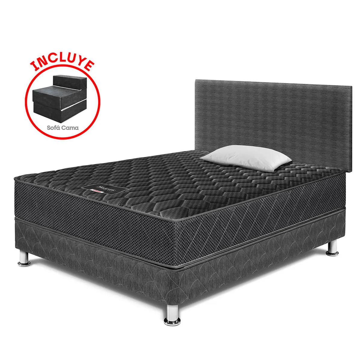 PARAISO - Dormitorio Majestic Black 1.5 plazas + Sofa Cama