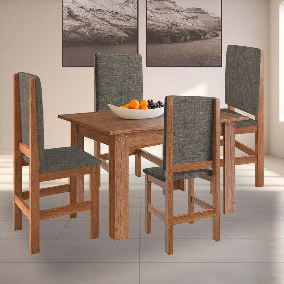2020 HOME - Juego de Comedor 4 Sillas Canela 84x114x78cm